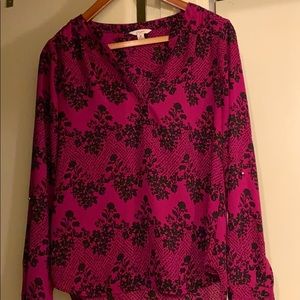 Roll-tab blouse with flower print